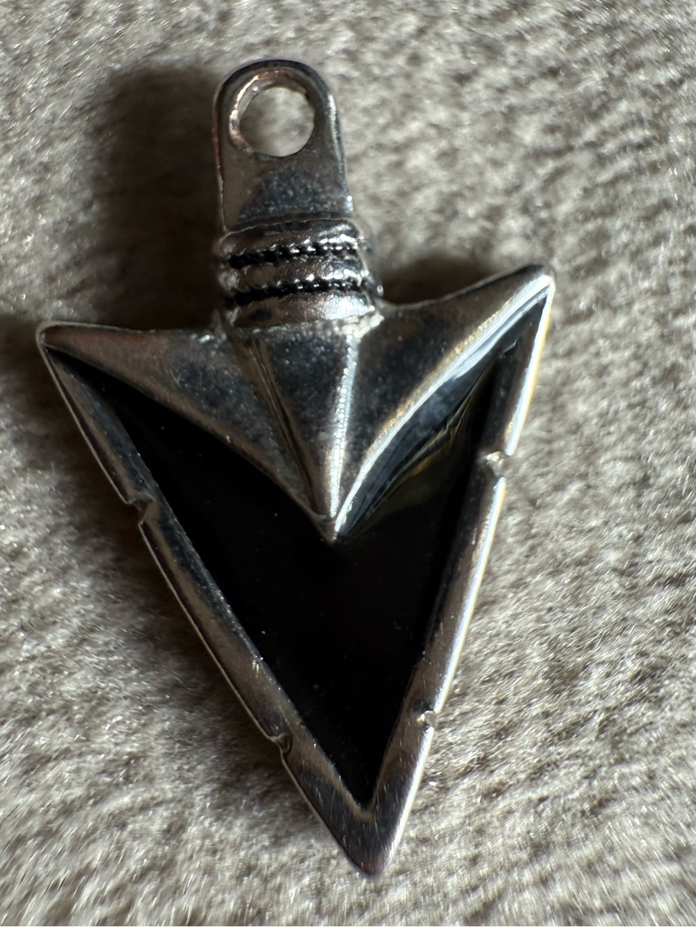 Men's Black Arrowhead Pendant Necklace - Silver Metal
